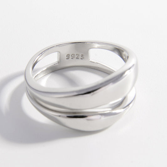 925 Sterling Silver Double-Layered Ring - felvior