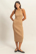 HYFVE Round Neck Bodycon Ribbed Knit Dress