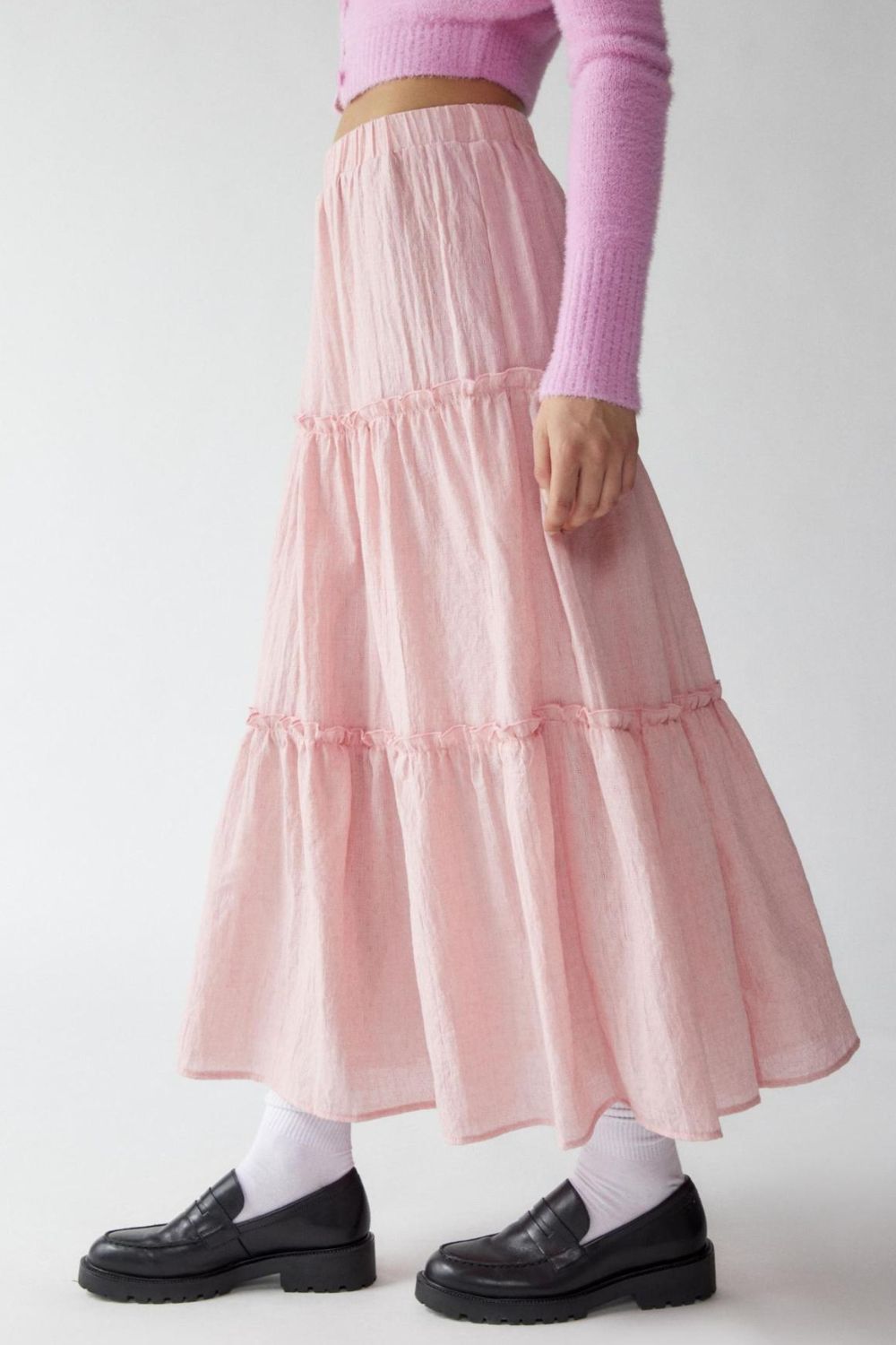 Frill Elastic Waist Skirt - felvior