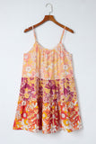 Floral Spaghetti Strap Tiered Dress - felvior