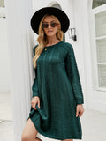 Cable-Knit Long Sleeve Sweater Dress - felvior