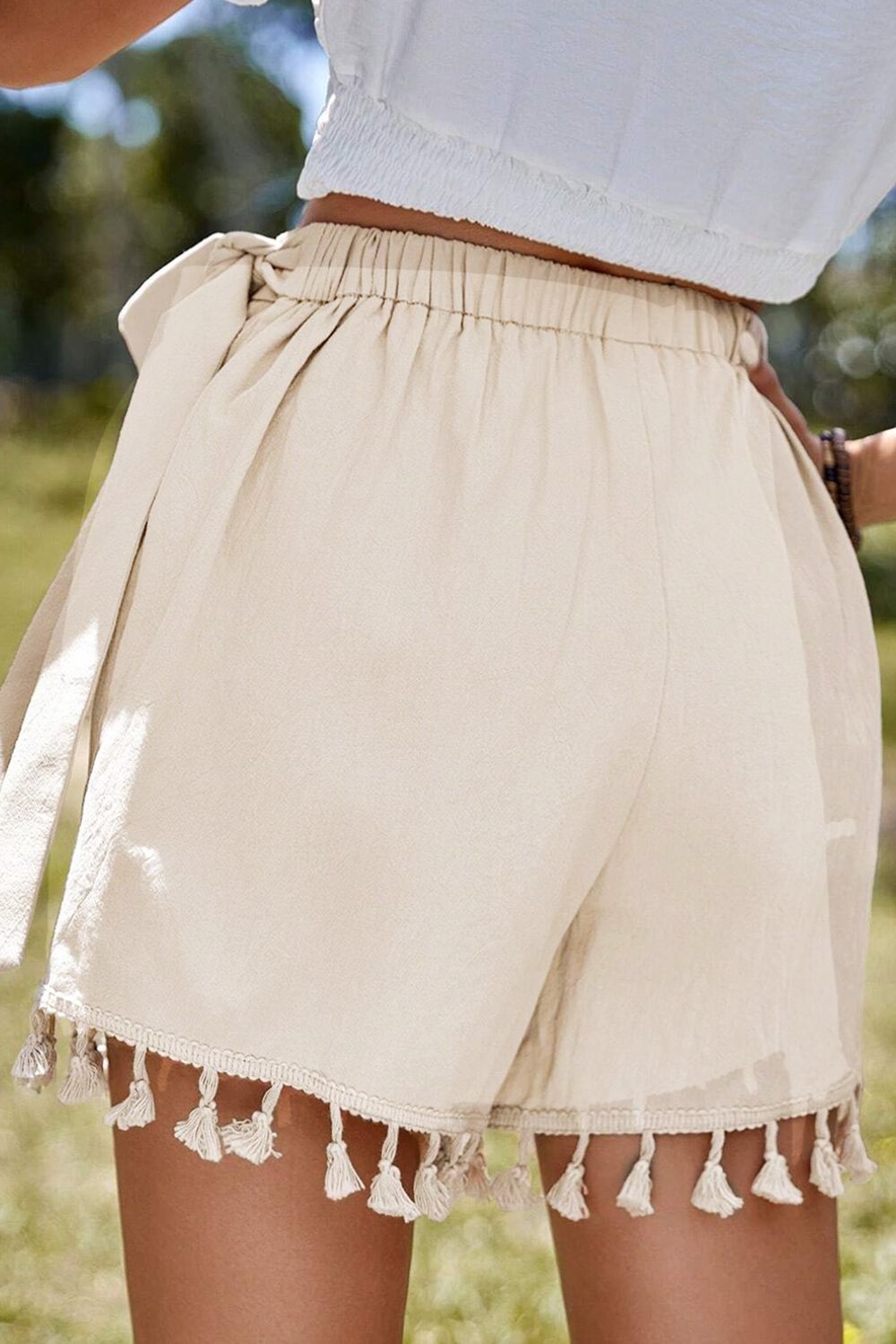 Tassel Trim Wrap Knot Side Mini Skort