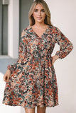 Printed V-Neck Mini Dress - felvior