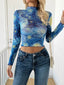 Starry Sky Mock Neck Long Sleeve Top