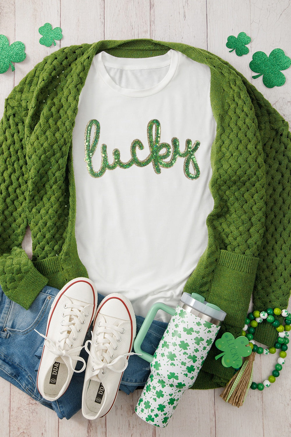 Sequined Lucky St.Patricks Day T-Shirt