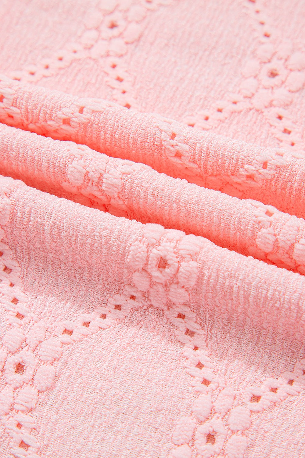 Flower Geometric Textured Short Sleeve Top