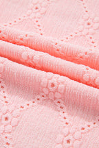 Flower Geometric Textured Short Sleeve Top