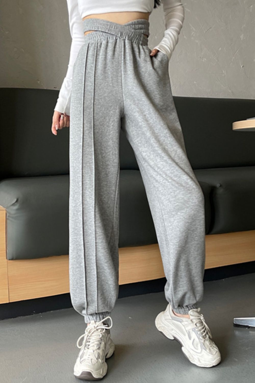 Crisscross Long Sweatpants - felvior