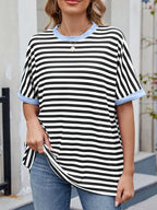 Striped Round Neck Half Sleeve T-Shirt