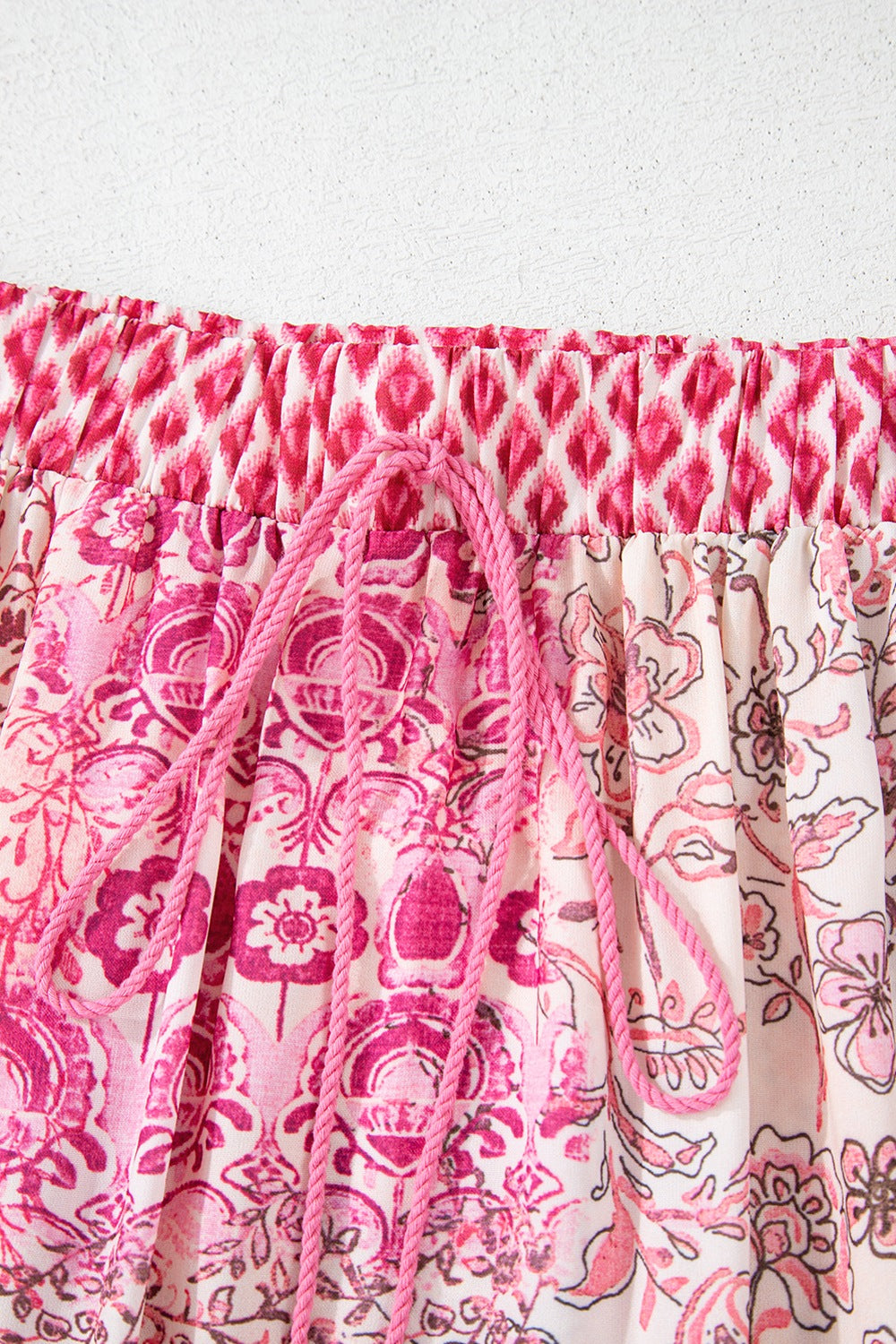 Printed Tassel Drawstring High Waist Maxi Skirt - felvior