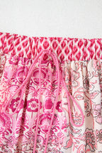 Printed Tassel Drawstring High Waist Maxi Skirt