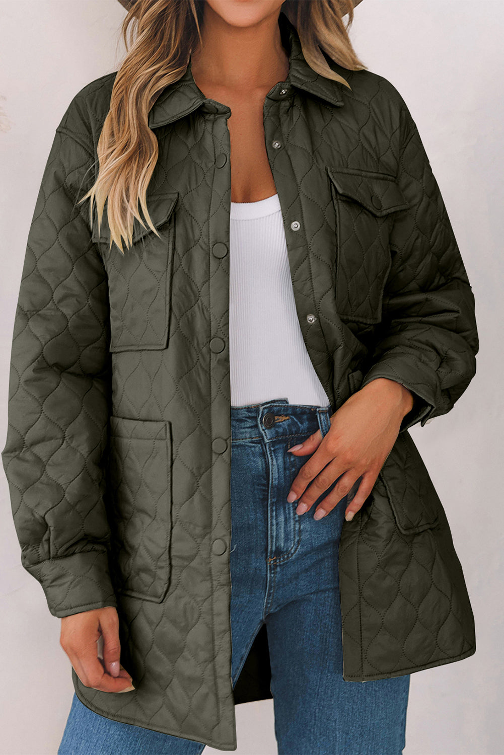 Snap Down Collared Winter Coat - felvior