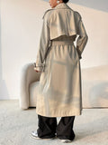 Collared Neck Long Sleeve Longline Trench Coat - felvior