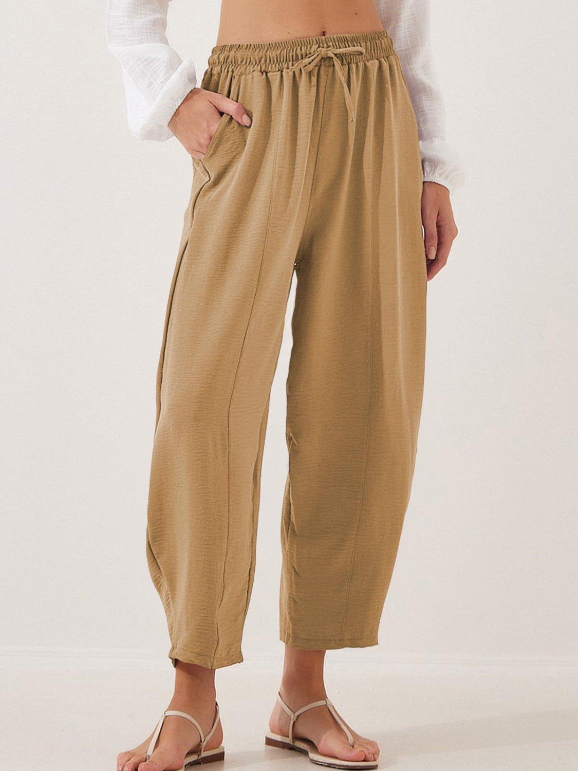 Full Size Drawtising Cropped Jogger Pants Plus Size - felvior