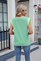 Contrast Striped Round Neck T-Shirt