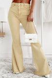 Raw Edge Mid Waist Flared Jeans