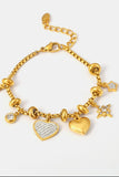 Titanium Steel Inland Zircon Heart Charm Bracelet - felvior
