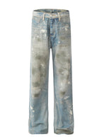 Men's Waste Soil Style Straight Leg Jeans