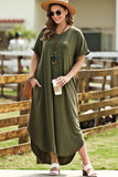 Plus Size V-Neck Short Sleeve Maxi Dress - felvior