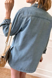 Pocketed Button Up Long Sleeve Denim Jacket - felvior
