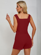 Square Neck Wide Strap Tank and Shorts Set