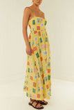 Printed Square Neck Maxi Cami Dress - felvior