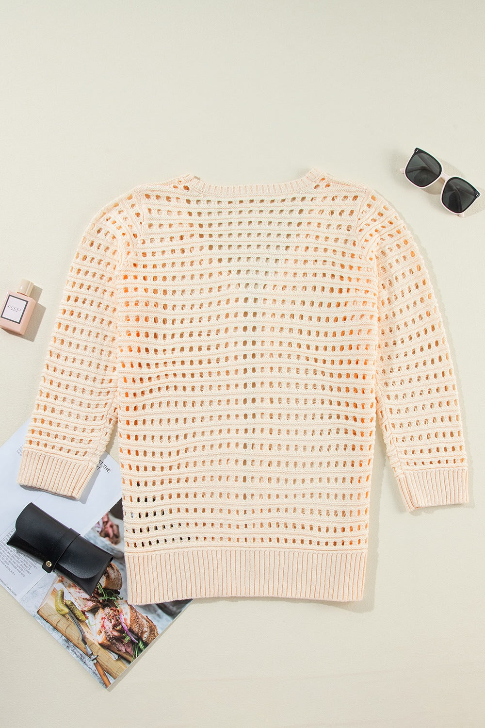Openwork Open Front Cardigan - felvior