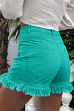 Raw Hem High Waist Denim Shorts - felvior