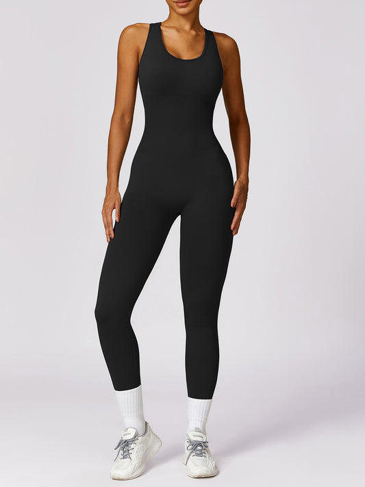 Basic Bae Sleeveless Cutout Racerback Active Jumpsuit - felvior