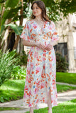 Floral Deep V Slit Maxi Dress - felvior