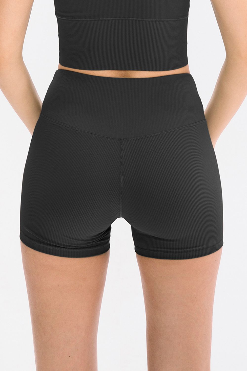Slim Fit Wide Waistband Sports Shorts - felvior
