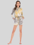 Tie-Dye Drawstring Hooded Top and Shorts Set - felvior
