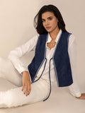 Tied Contrast Trim Vest - felvior