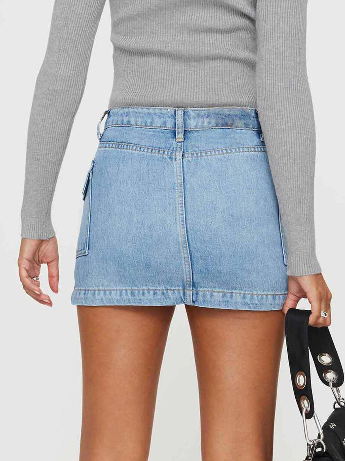 Mini Cargo Denim Skirt with Pockets - felvior