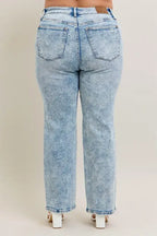 Judy Blue Full Size Hw Mineral Wash Destroy 90's Straight Jeans Plus Size