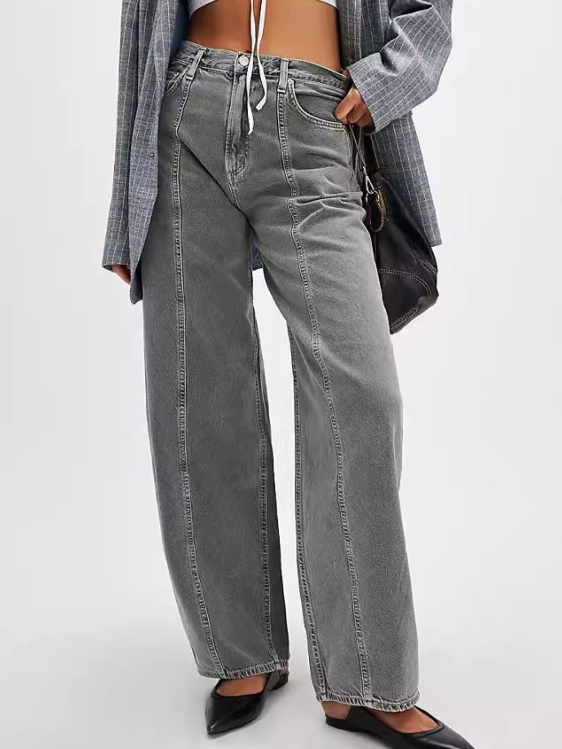 Wide Leg Jeans with Pockets - felvior