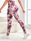 Tie-Dye Wide Waistband Active Leggings - felvior