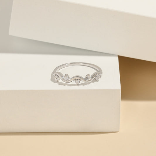 925 Sterling Silver Inlaid Zircon Ring - felvior