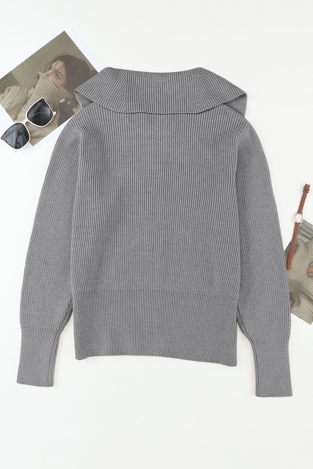 Zip Up Long Sleeve Cardigan - felvior