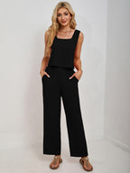 Square Neck Tank and Wide Leg Pants Set
