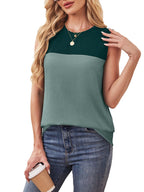 Color Block Round Neck Tank