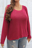 Plus Size Cold Shoulder Round Neck Sweater - felvior