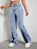 Contrast Bootcut Jeans with Pockets - felvior