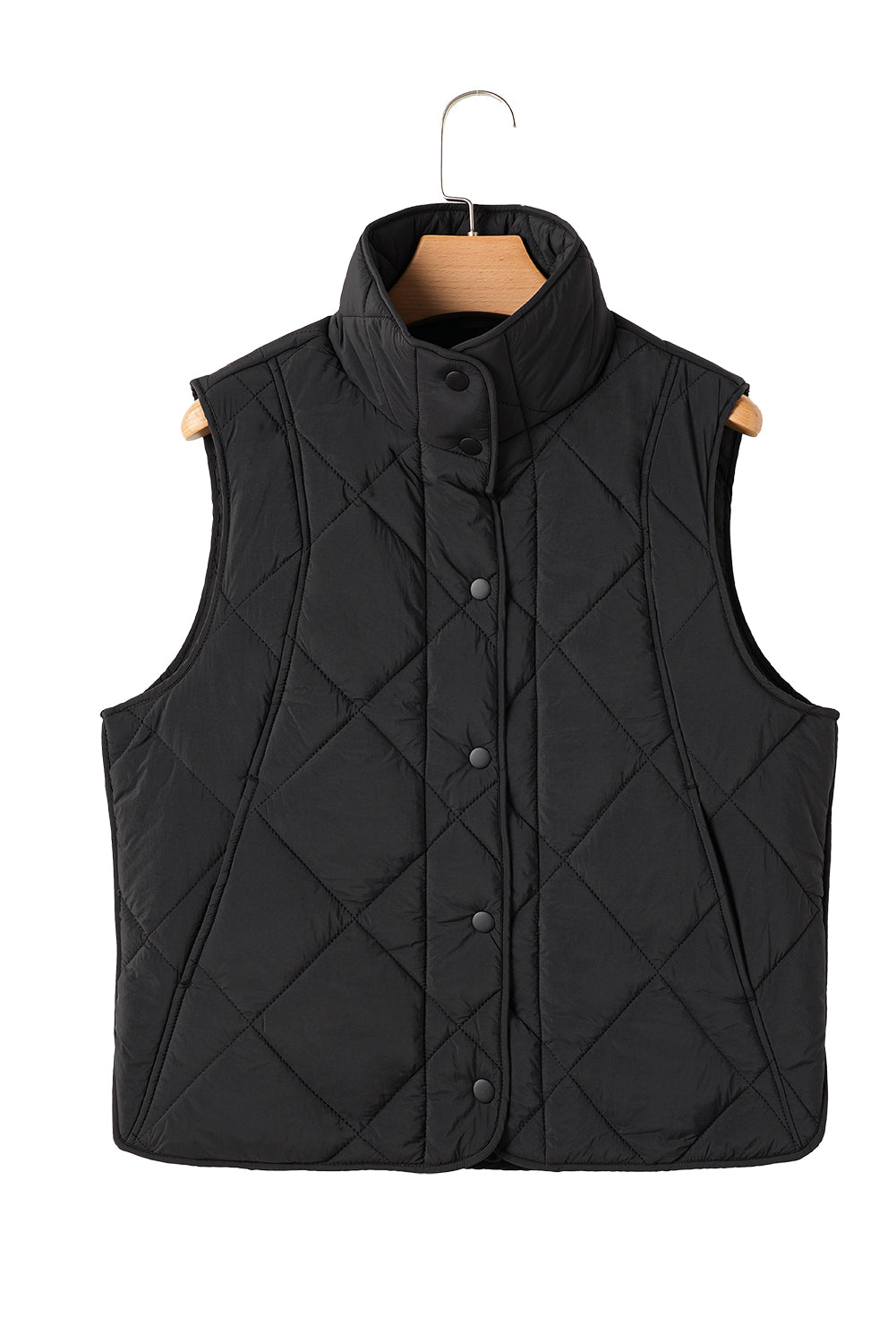 Snap Down Texture Vest Coat with Pockets - felvior