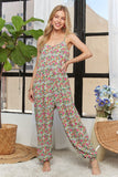 Adora Floral V-Neck Spaghetti Strap Overalls - felvior