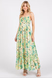 Mittoshop Floral Smocked Back Ruffled Hem Maxi Cami Dress - felvior