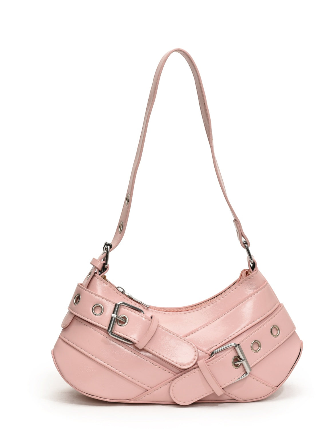 PU Leather Buckle Shoulder Bag - felvior