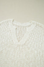 Notched Cap Sleeve Knit Top