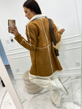 Lapel Collar Exposed Seam Buttoned Coat - felvior