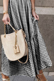 Full Size Smocked Ruffled Plaid Ruffle Hem Dress - felvior